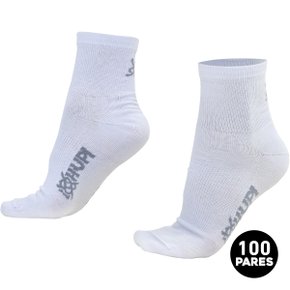 Meia HUPI Casual Cano Médio Algodão Branco - Kit 100 Pares Unissex
