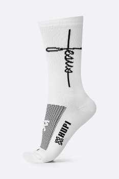 Meia HUPI Jesus Branco/Preto - LT para pés menores 34-38