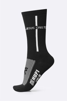 Meia HUPI Jesus Cristo Preto/Branco - Tamanho Plus 42-46