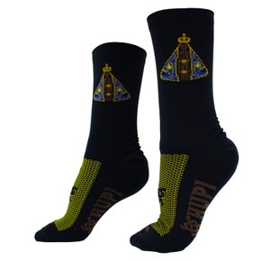 Meia HUPI Nossa Senhora Aparecida Preto - LT para pés menores 34-38