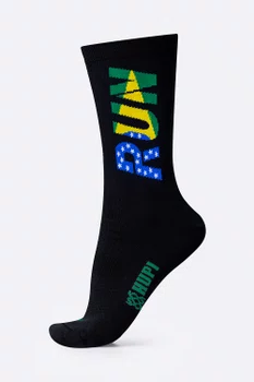 Meia HUPI Run Brasil Preto Plus 42-46
