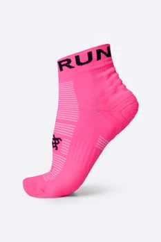 Meia Curta para Corrida HUPI Running Pro Run Rosa Neon