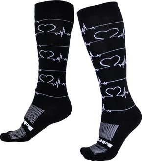 Meia Longa Heart Beat Preto HUPI