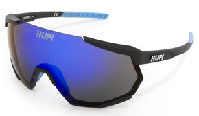 Óculos de Sol HUPI Aspen Armação Preto e Azul Lente Azul Espelhado