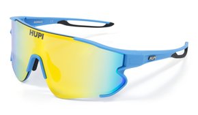 Óculos de Sol HUPI Bornio Azul/Preto - Lente Dourado Espelhado - Lente p/ Grau