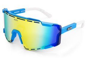 Óculos de Sol HUPI Vapor Azul e Branco - Lente Dourado Espelhado