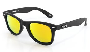 Óculos de Sol HUPI Wave Armação Preto Lente Dourado Espelhado