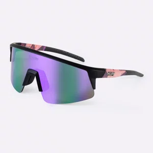 Óculos de Sol HUPI Sprint Preto e Roxo Lente Roxo Espelhado