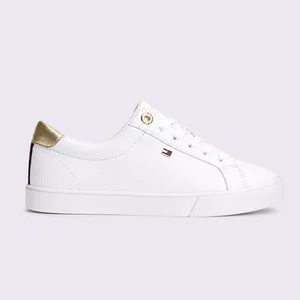 Tênis Tommy Hilfiger Signature Tape Feminino Branco e Dourado