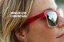 Óculos de Sol HUPI Brile Armação Vermelho/Cristal Lente Preta Espelhada