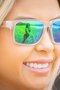 Óculos de Sol HUPI Cougar Armação Cristal Lente Verde Espelhado