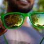 Óculos de Sol HUPI Paso Armação Verde Limão Lente Verde Espelhado