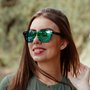 Óculos de Sol HUPI Seasons Armação Preto Lente Verde Espelhado